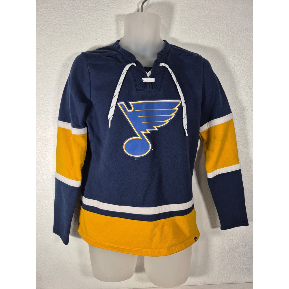 Fanatics St. Louis Blues Womens Medium Lace Up NHL Hockey Sweatshirt Navy Blue